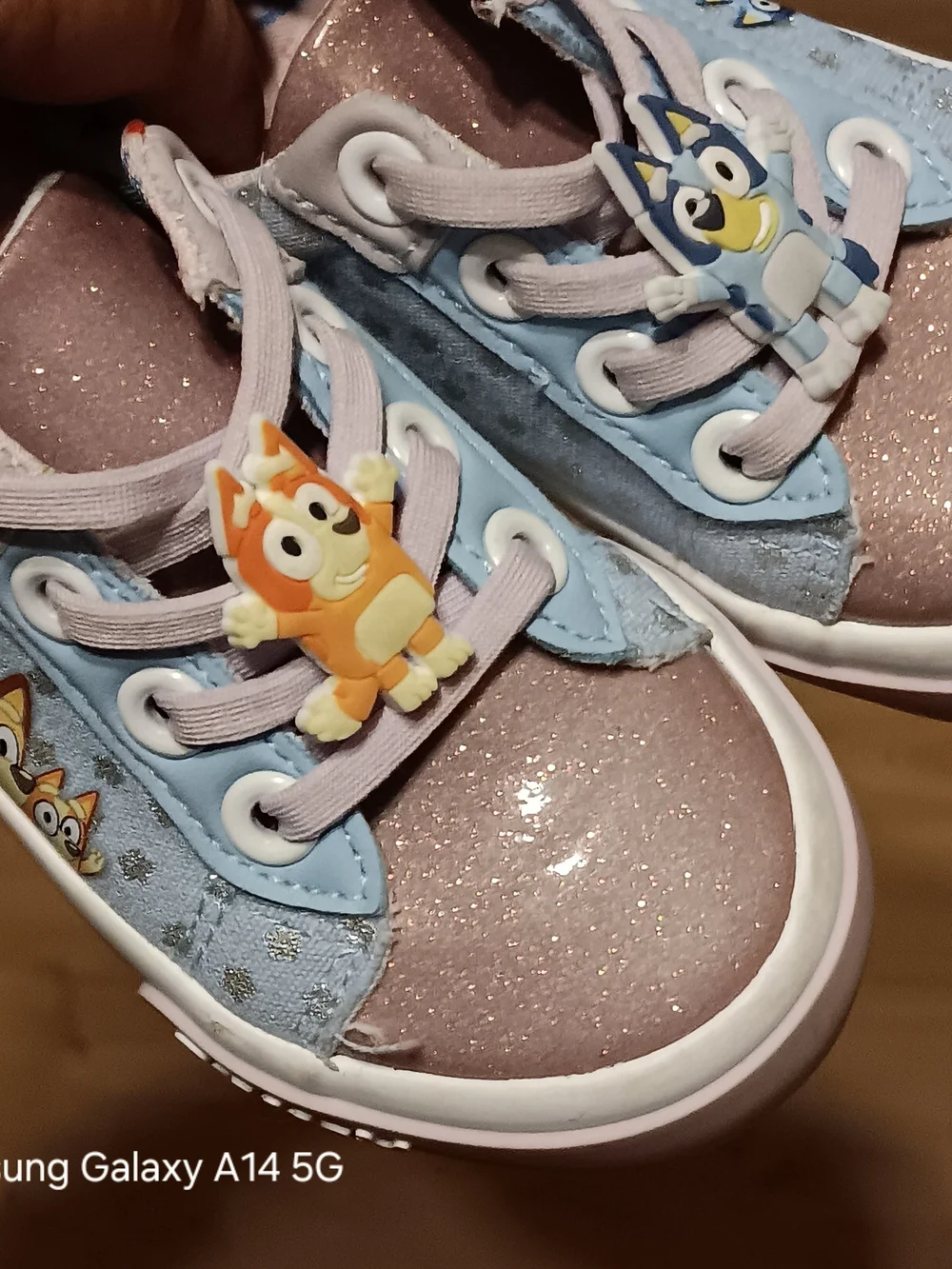 Girls Bluey Glitter Character Sneakers in Pink and Light Blue